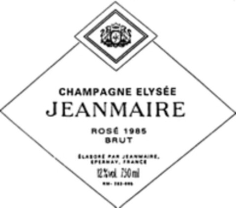 CHAMPAGNE ELYSÉE JEANMAIRE ROSÉ 1985 BRUT Logo (WIPO, 09.07.1999)