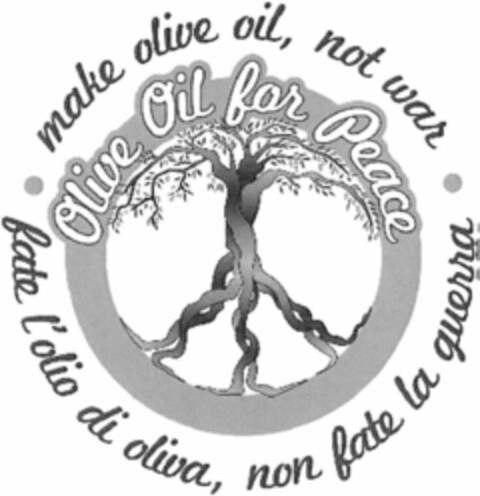 Olive Oil for Peace. fate l'olio di oliva, non fate la guerra. make olive oil, not war. Logo (WIPO, 12/31/2015)