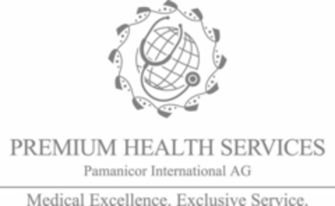 PREMIUM HEALTH SERVICES Pamanicor International AG Medical Excellence. Exclusive Service. Logo (WIPO, 04/05/2018)
