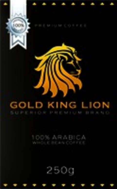 GOLD KING LION SUPERIOR PREMIUM BRAND 100% ARABICA WHOLE BEAN COFFEE Logo (WIPO, 01.04.2017)