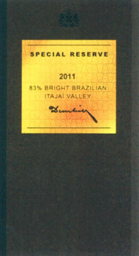 SPECIAL RESERVE 2011 83% BRIGHT BRAZILIAN ITAJAI VALLEY Dunhill Logo (WIPO, 31.12.2012)