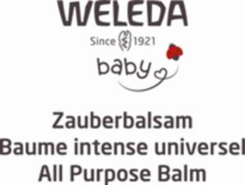 WELEDA Since 1921 baby Zauberbalsam Baume intense universel All Purpose Balm Logo (WIPO, 03/22/2023)