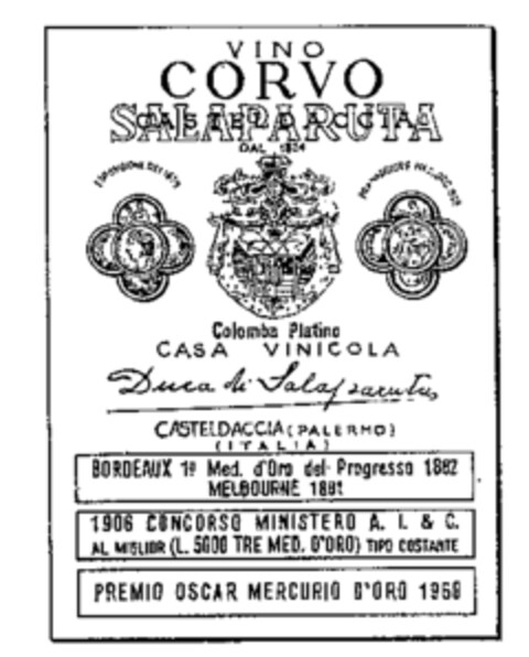 CORVO COLOMBA PLATINO SALAPARUTA Logo (WIPO, 03.07.1969)