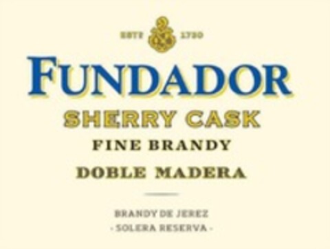 ESTD 1730 FUNDADOR SHERRY CASK FINE BRANDY DOBLE MADERA BRANDY DE JEREZ SOLERA RESERVA Logo (WIPO, 22.11.2022)
