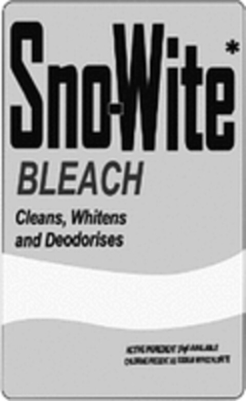 Sno-Wite BLEACH Cleans, Whitens and Deodorises Logo (WIPO, 24.05.2019)