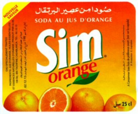 SODA AU JUS D'ORANGE Sim orange Logo (WIPO, 21.10.1996)