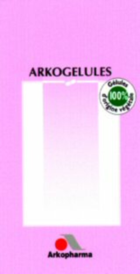 ARKOGELULES Gélules 100% d'origine végétale A Arkopharma Logo (WIPO, 14.04.1998)