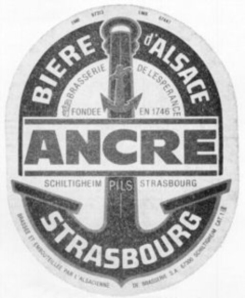 BIERE d'ALSACE ANCRE PILS STRASBOURG Logo (WIPO, 04.04.1978)