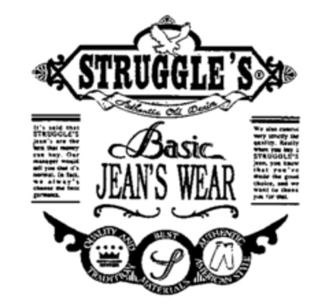 STRUGGLE'S Basic JEAN'S WEAR Logo (WIPO, 24.06.1991)