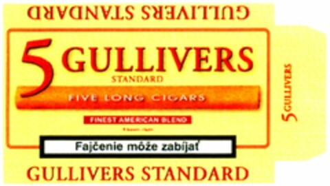 5 GULLIVERS STANDARD FIVE LONG CIGARS FINEST AMERICAN BLEND Logo (WIPO, 23.11.2010)