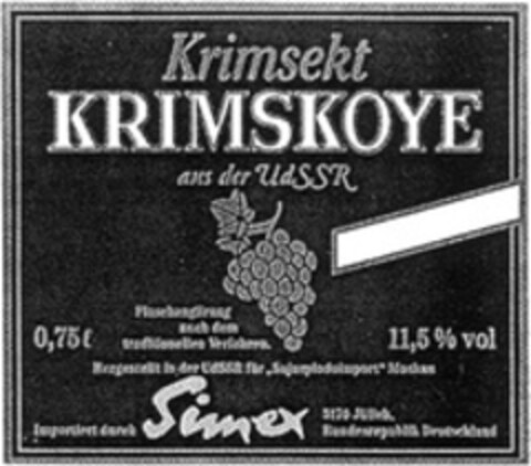 Krimsekt KRIMSKOYE Logo (WIPO, 12.06.1992)