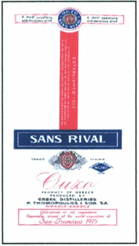 Ouzo SANS RIVAL Logo (WIPO, 23.04.2009)