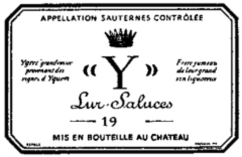 Y Lur-Saluces Logo (WIPO, 12/30/1960)