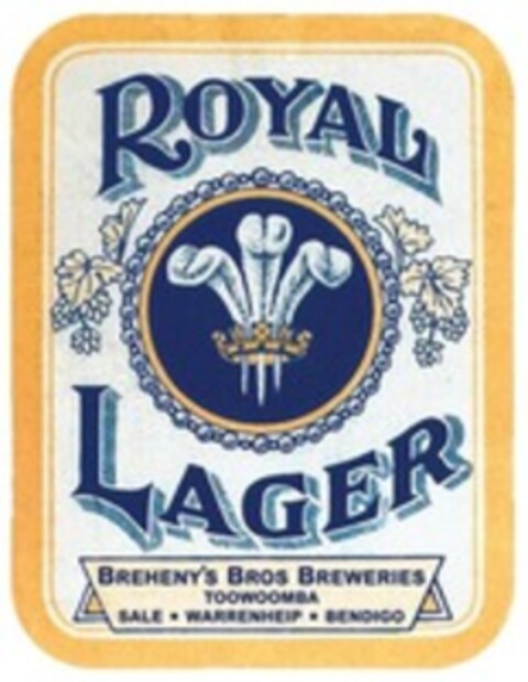 ROYAL LAGER BREHENY'S BROS BREWERIES TOOWOOMBA SALE WARRENHEIP BENDIGO Logo (WIPO, 08/04/2022)