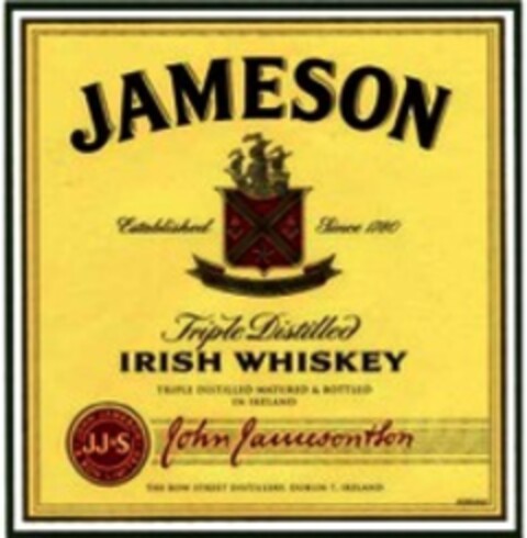 JAMESON Established Since 1780 Triple Distilled IRISH WHISKEY TRIPLE DISTILLED MATURED & BOTTLED IN IRELAND John Jameson & Son Logo (WIPO, 08/14/2009)