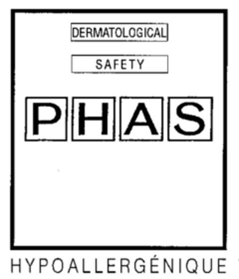 DERMATOLOGICAL SAFETY PHAS HYPOALLERGÉNIQUE Logo (WIPO, 26.05.1997)