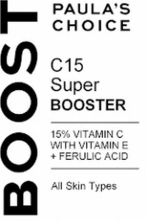 BOOST PAULA'S CHOICE C15 Super BOOSTER 15% VITAMIN C WITH VITAMIN E + FERULIC ACID All Skin Types Logo (WIPO, 23.07.2020)