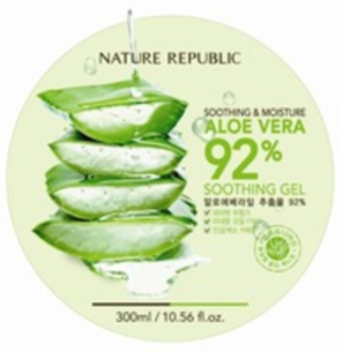 NATURE REPUBLIC SOOTHING & MOISTURE ALOE VERA 92% SOOTHING GEL Logo (WIPO, 07/06/2022)