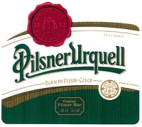 Pilsner Urquell BORN IN PLZEN CZECH Original Pilsner Bier 1842 Logo (WIPO, 07/10/2015)