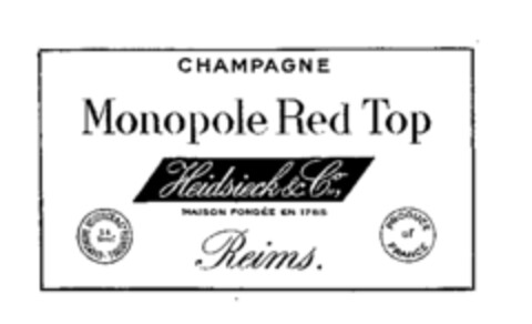 CHAMPAGNE Monopole Red Top Heidsieck & Co Logo (WIPO, 04.05.1970)