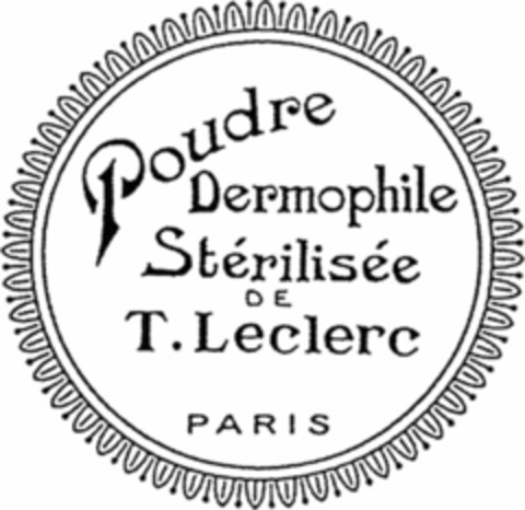 Poudre Dermophile Stérilisée DE T.Leclerc PARIS Logo (WIPO, 06.05.2019)