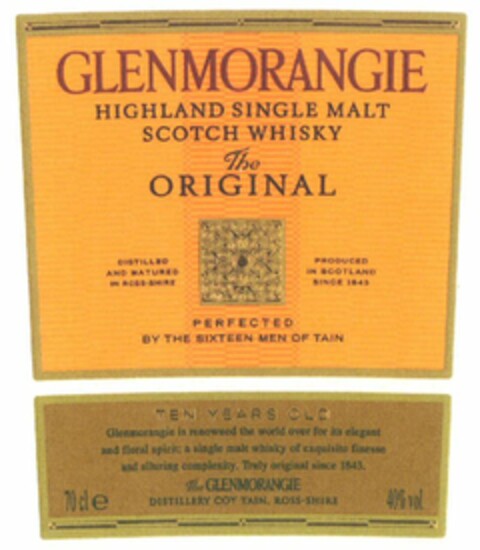 GLENMORANGIE HIGHLAND SINGLE MALT SCOTCH WHISKY The ORIGINAL Logo (WIPO, 20.02.2009)