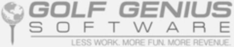 GOLF GENIUS SOFTWARE. LESS WORK. MORE FUN. MORE REVENUE. Logo (WIPO, 04.05.2018)