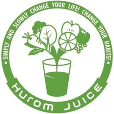 Hurom JUICE SIMPLY AND SLOWLY CHANGE YOUR LIFE! CHANGE YOUR HABITS! Logo (WIPO, 06.10.2016)
