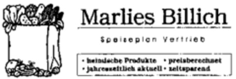 Marlies Billich Speiseplan Vertrieb Logo (WIPO, 11/30/1998)