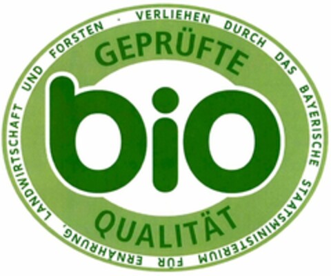 Geprüfte Bio Qualität / verliehen durch das Bayerische Staatsministerium für Ernährung, Landwirtschaft und Forsten Logo (WIPO, 20.01.2016)