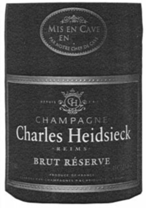 CH CHAMPAGNE Charles Heidsieck REIMS BRUT RÉSERVE PRODUCE OF FRANCE Logo (WIPO, 06.10.1997)