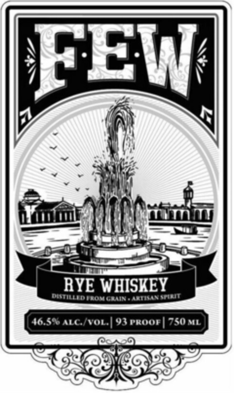 FEW RYE WHISKEY DISTILLED FROM GRAIN . ARTISAN SPIRIT 46.5% ALC./VOL. 93 PROOF 750 ML Logo (WIPO, 06/02/2017)