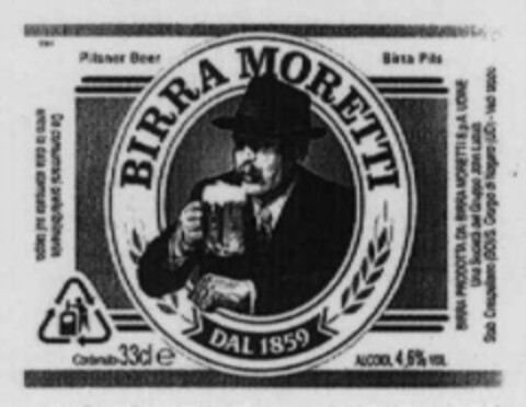 BIRRA MORETTI DAL 1859 Logo (WIPO, 04.12.1995)