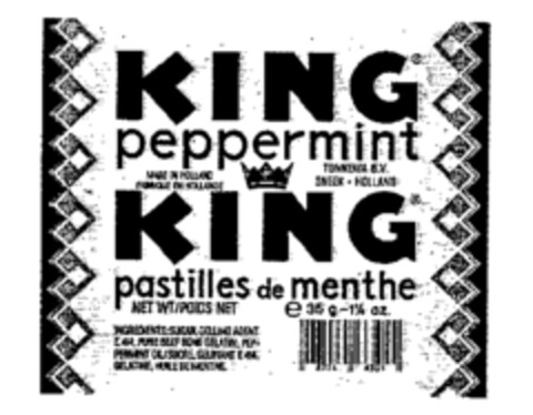 KING peppermint KING pastilles de menthe Logo (WIPO, 10/13/1989)