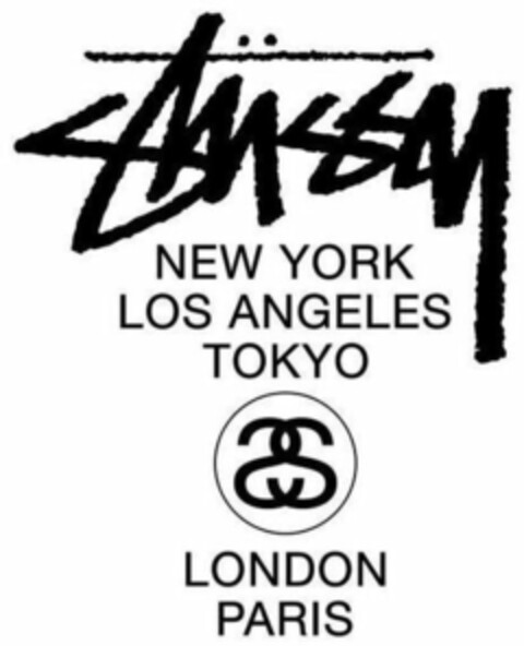 STüSSY NEW YORK LOS ANGELES TOKYO SS LONDON PARIS Logo (WIPO, 12/21/2017)