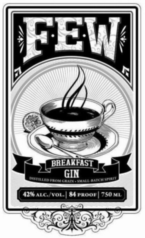 FEW BREAKFAST GIN DISTILLED FROM GRAIN . SMALL-BATCH SPIRIT 42% ALC./VOL. 84 PROOF 750 ML Logo (WIPO, 02.06.2017)