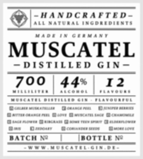 MUSCATEL DISTILLED GIN Logo (WIPO, 05.04.2019)