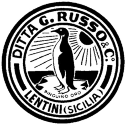 DITTA G. RUSSO & C. LENTINI (SICILIA) PINGUINO ORO Logo (WIPO, 13.06.1959)