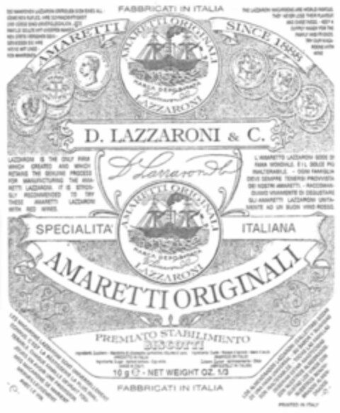 AMARETTI ORIGINALI D. LAZZARONI & C. Logo (WIPO, 05/26/2005)