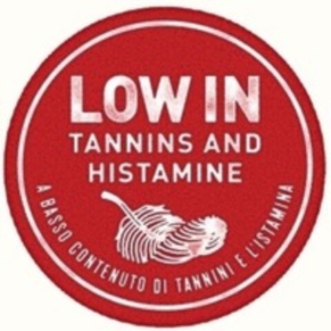 LOW IN TANNINS AND HISTAMINE A BASSO CONTENUTO DI TANNINI E L'ISTAMINA Logo (WIPO, 10/27/2017)