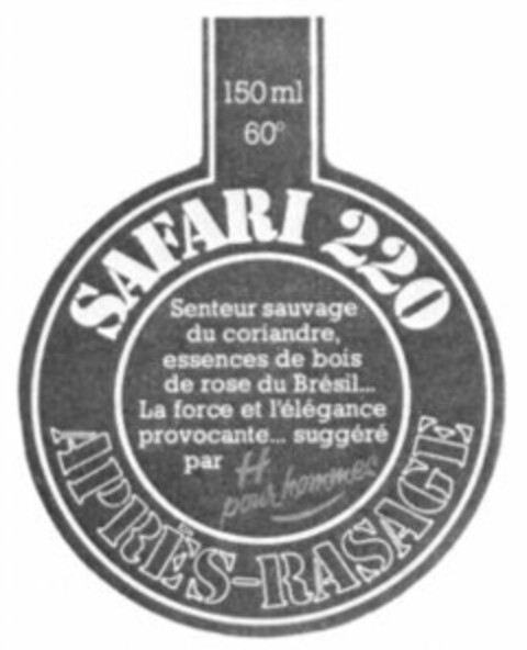 SAFARI 220 APRÈS-RASAGE Logo (WIPO, 24.03.1977)