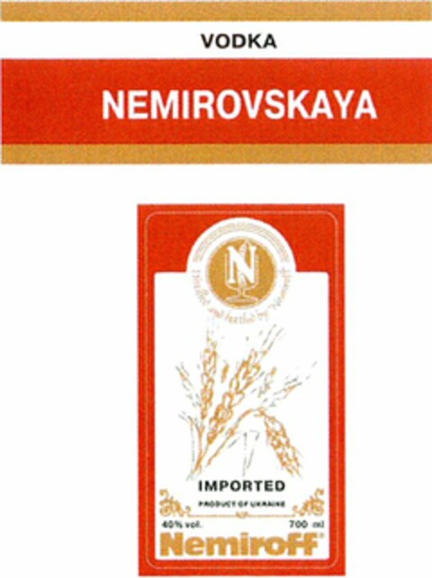 VODKA NEMIROVSKAYA Nemiroff Logo (WIPO, 10/18/2007)