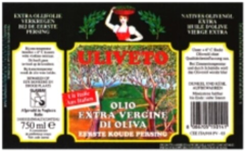 ULIVETO OLIO EXTRA VERGINE DI OLIVA Logo (WIPO, 11/06/1992)
