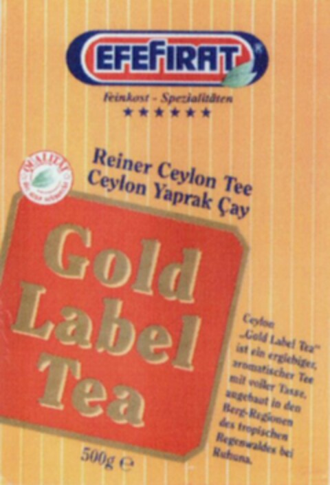 EFEFIRAT Gold Label Tea Logo (WIPO, 20.09.2006)