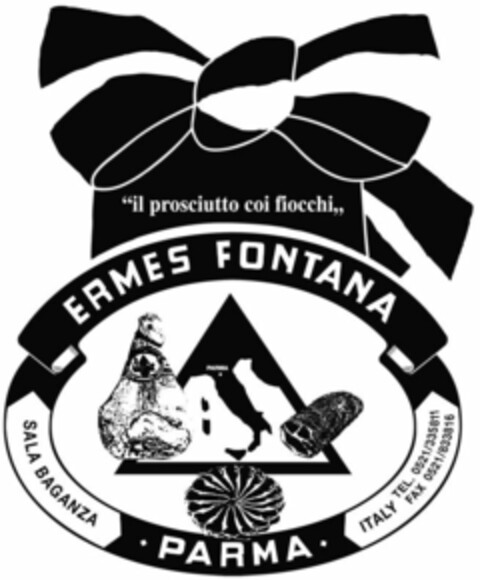 ERMES FONTANA "il prosciutto coi fiocchi" SALA BAGANZA PARMA ITALY Logo (WIPO, 04.06.2013)