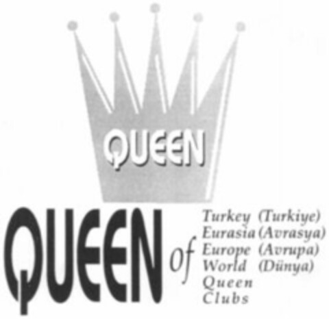 QUEEN of Turkey (Turkiye) Eurasia (Avrasya) Europe (Avrupa) World (Dünya) Queen Clubs Logo (WIPO, 24.07.2001)