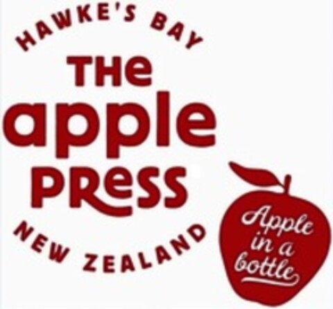 THE APPLE PRESS Apple in a bottle HAWKE'S BAY NEW ZEALAND Logo (WIPO, 05/28/2019)